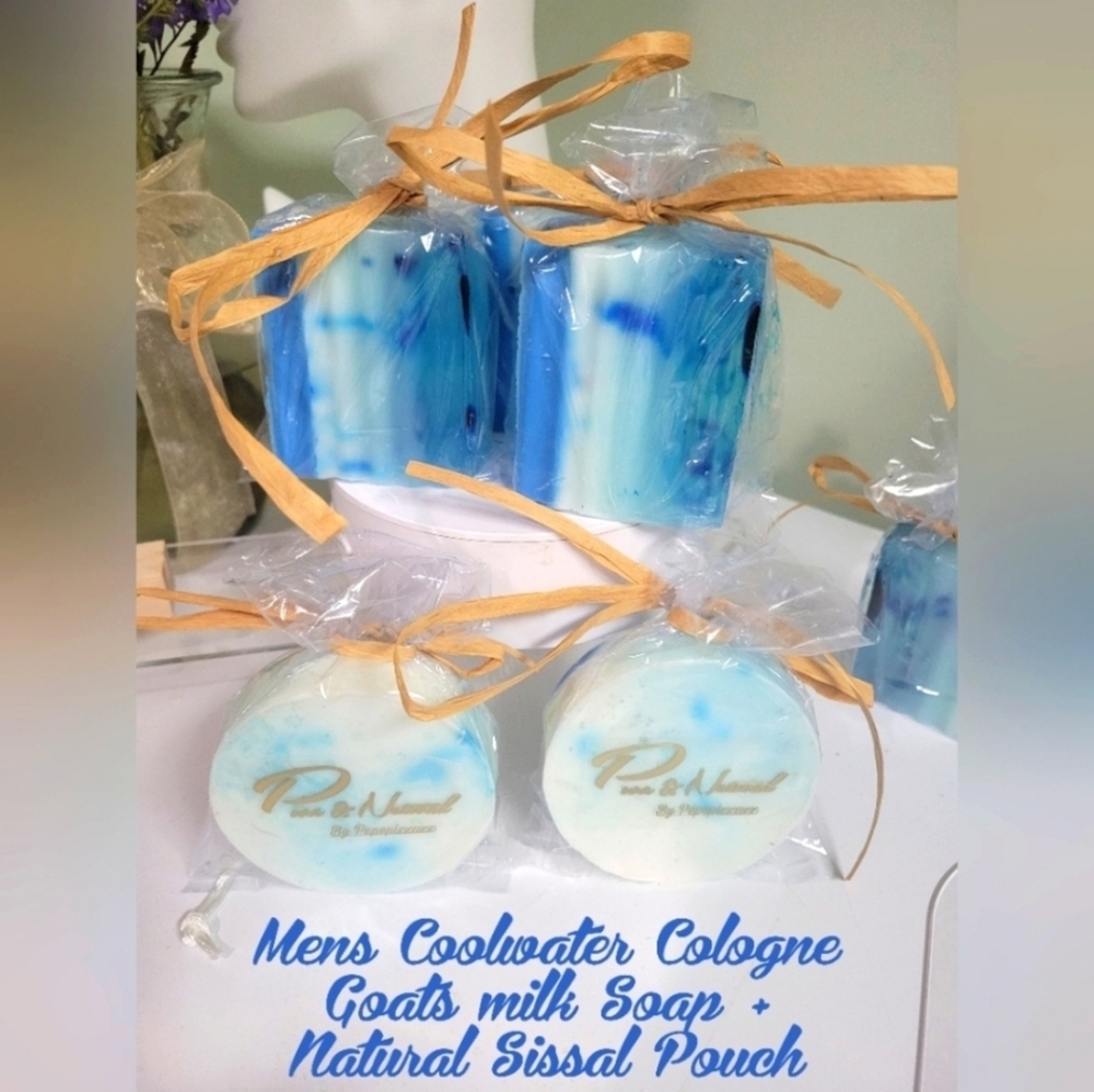 🌊MEN'S Goats Milk "COOLWATER" COLOGNE FRAGRANCE + SISSAL POUCh